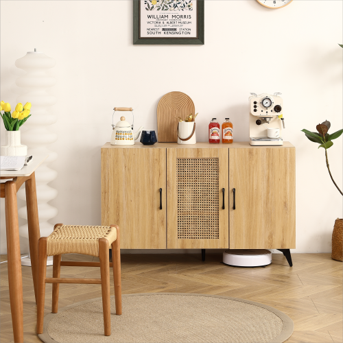 Natural Rattan Mesh Three-door Cabinet - Large Storage Space, Kitchen Storage Cabinets Natural Rattan Mesh Three-door Cabinet - Large Storage Space, Kitchen Storage Cabinets